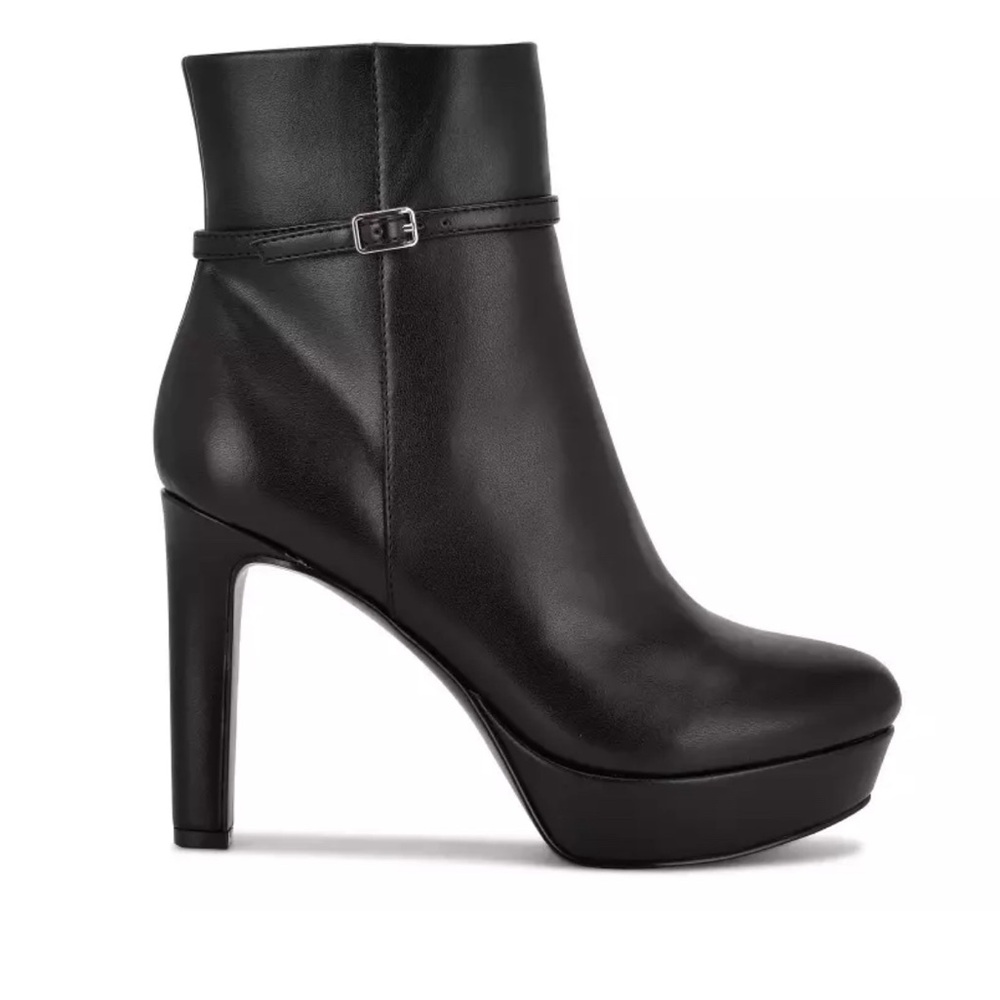 Nine West Gripe 3 Black Platform side Zipper, women ankle boots / booties 7.5